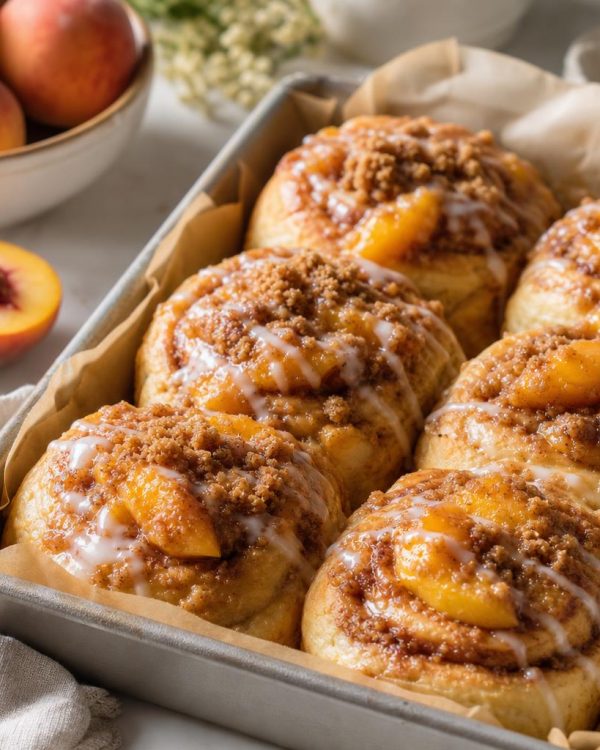 Peach Cobbler Cinnamon Rolls